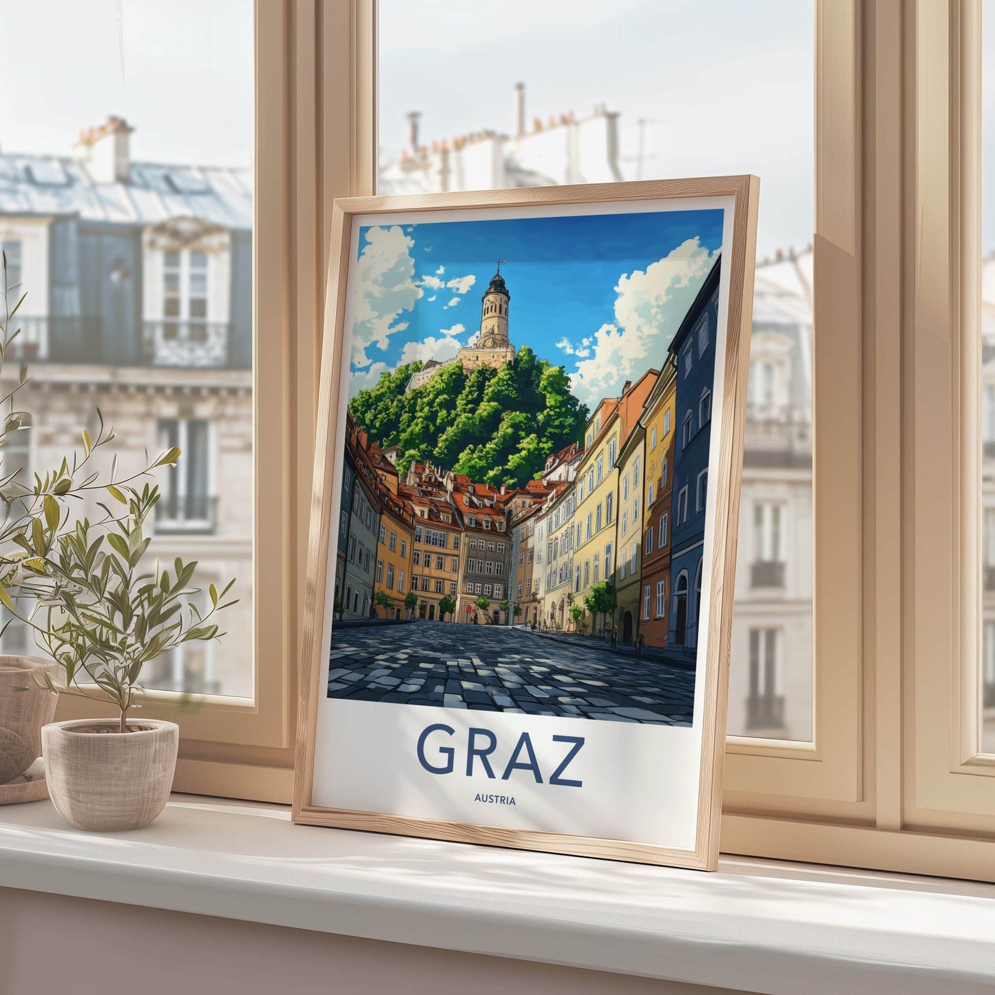 Graz Poster - Austria Wall Art - Historic Tower View Home Decor