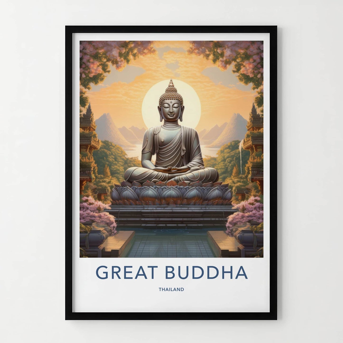 Great Buddha Poster - Thailand Travel Art - Sacred Buddha Landscape Home Decor