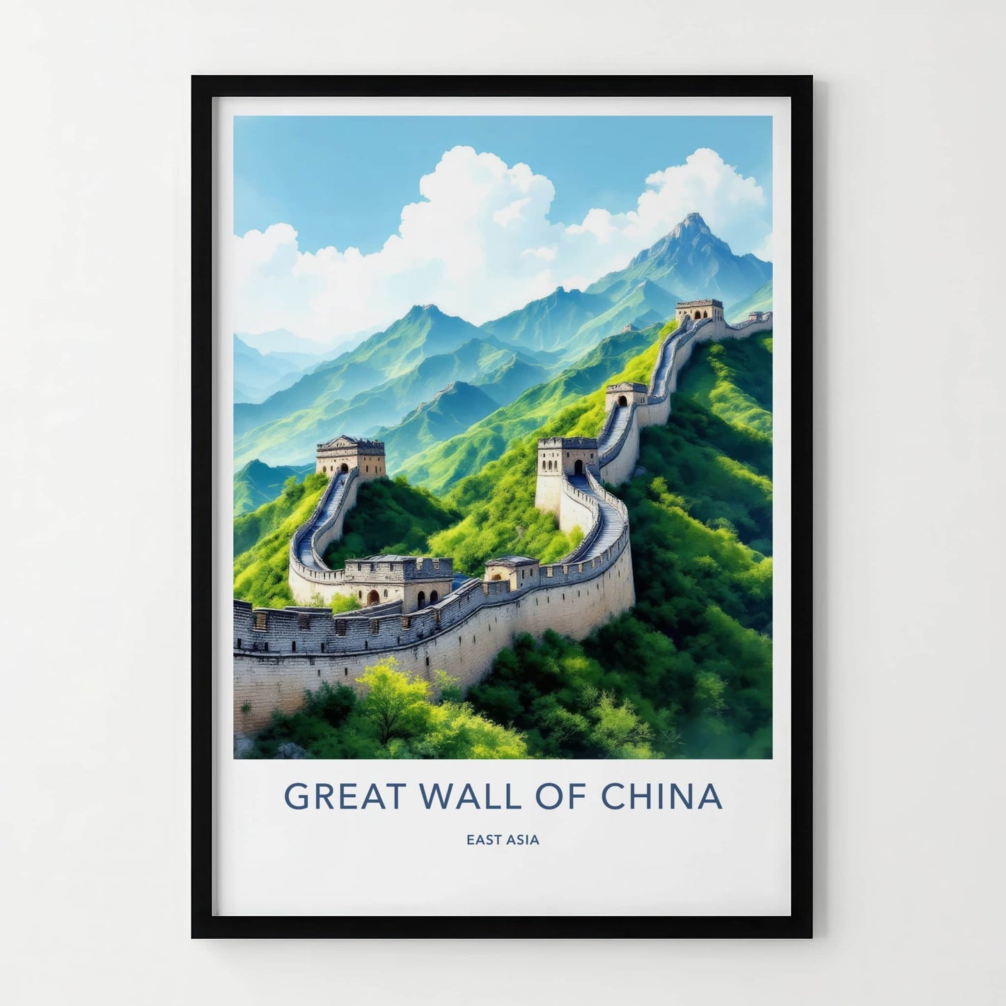 Great Wall Poster - China Travel Art - Winding Mountain Fortress Home Decor