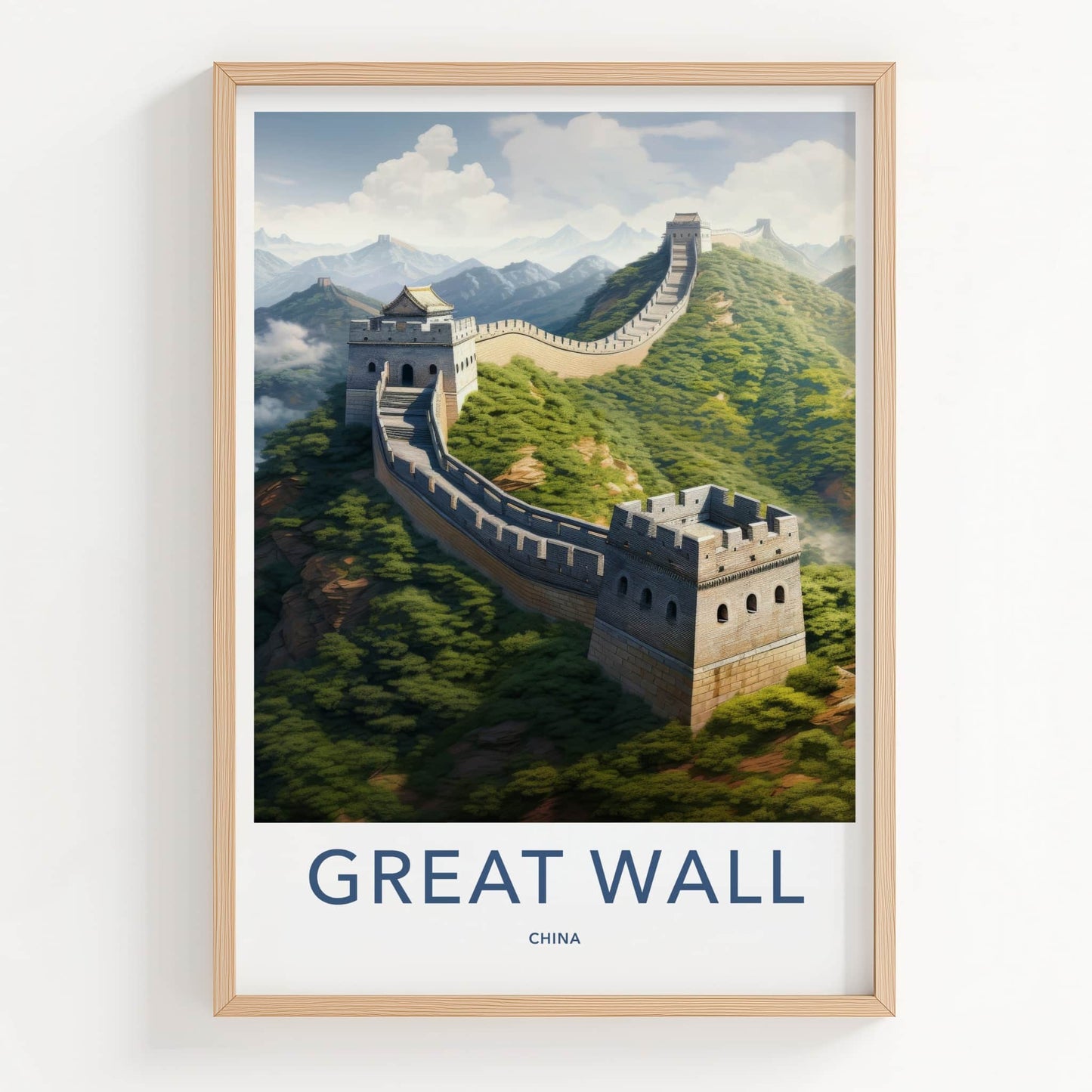 Great Wall Poster - China Travel Art - Winding Mountain Structure Home Decor