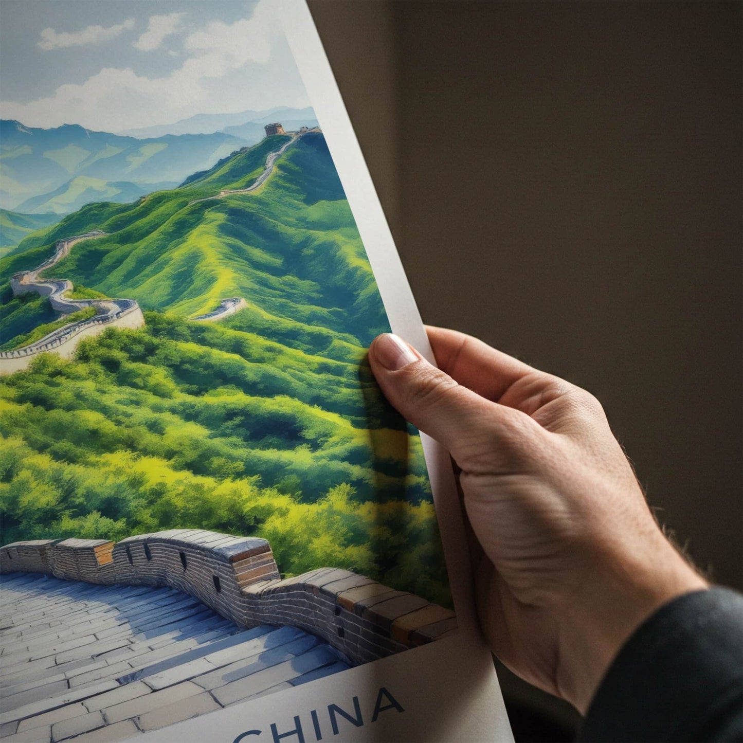 Great Wall Poster - China Travel Art - Winding Wall Watchtowers Home Decor