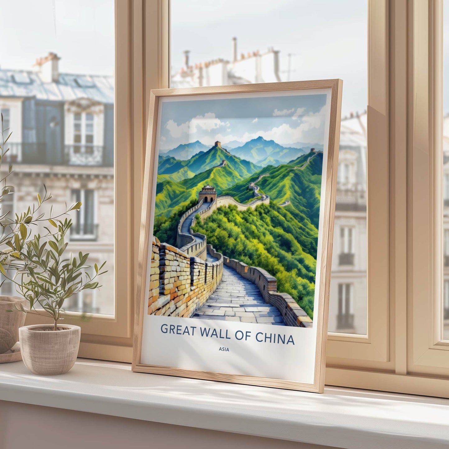 Great Wall Poster - China Travel Art - Winding Wall Watchtowers Home Decor