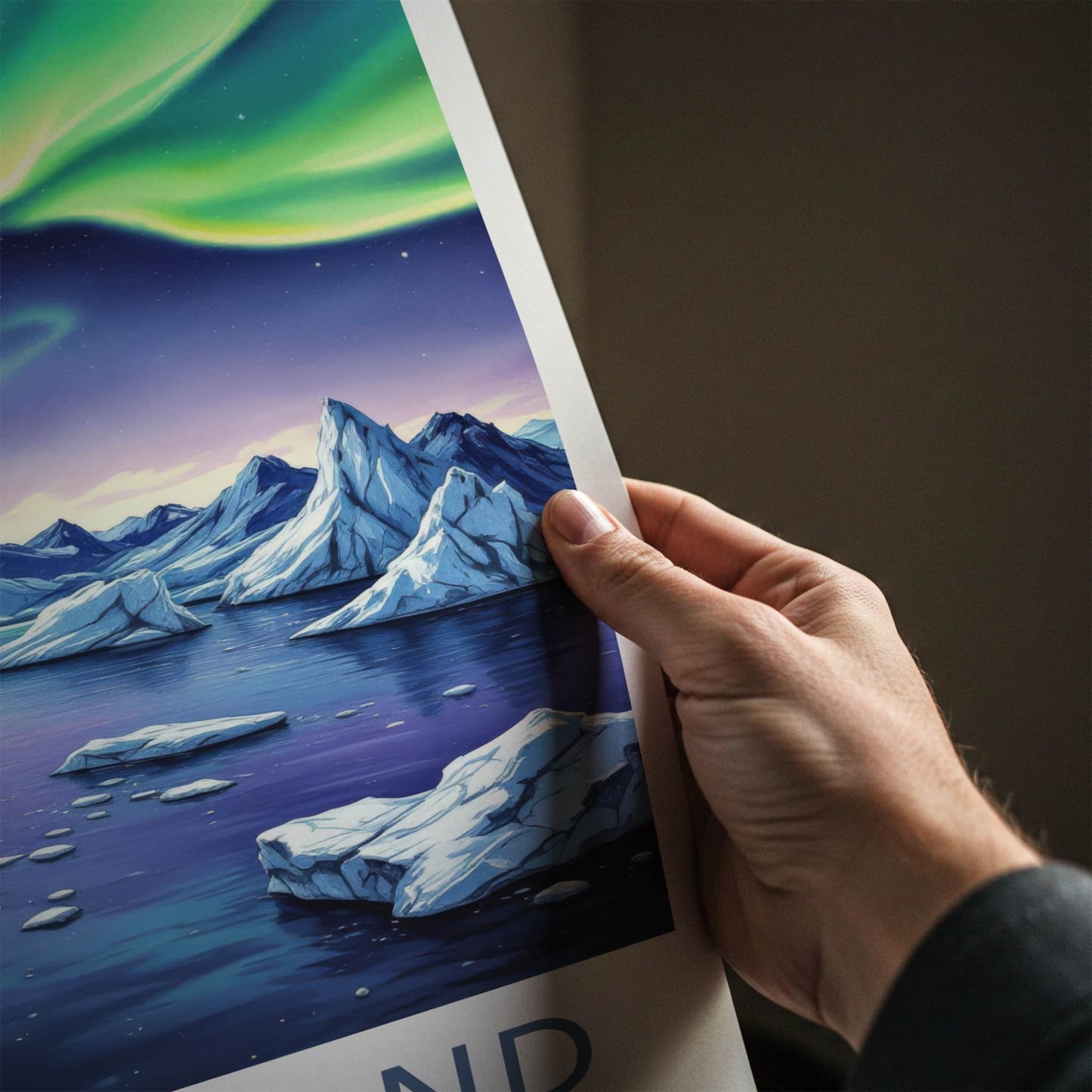 Greenland Poster - Denmark Travel Art - Aurora Mountains Ice Home Decor