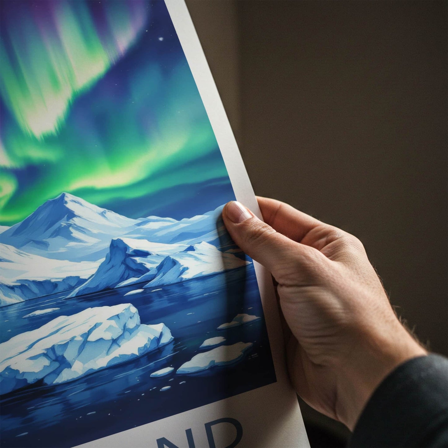Greenland Poster - Denmark Travel Art - Vibrant Aurora Ice Wall Decor