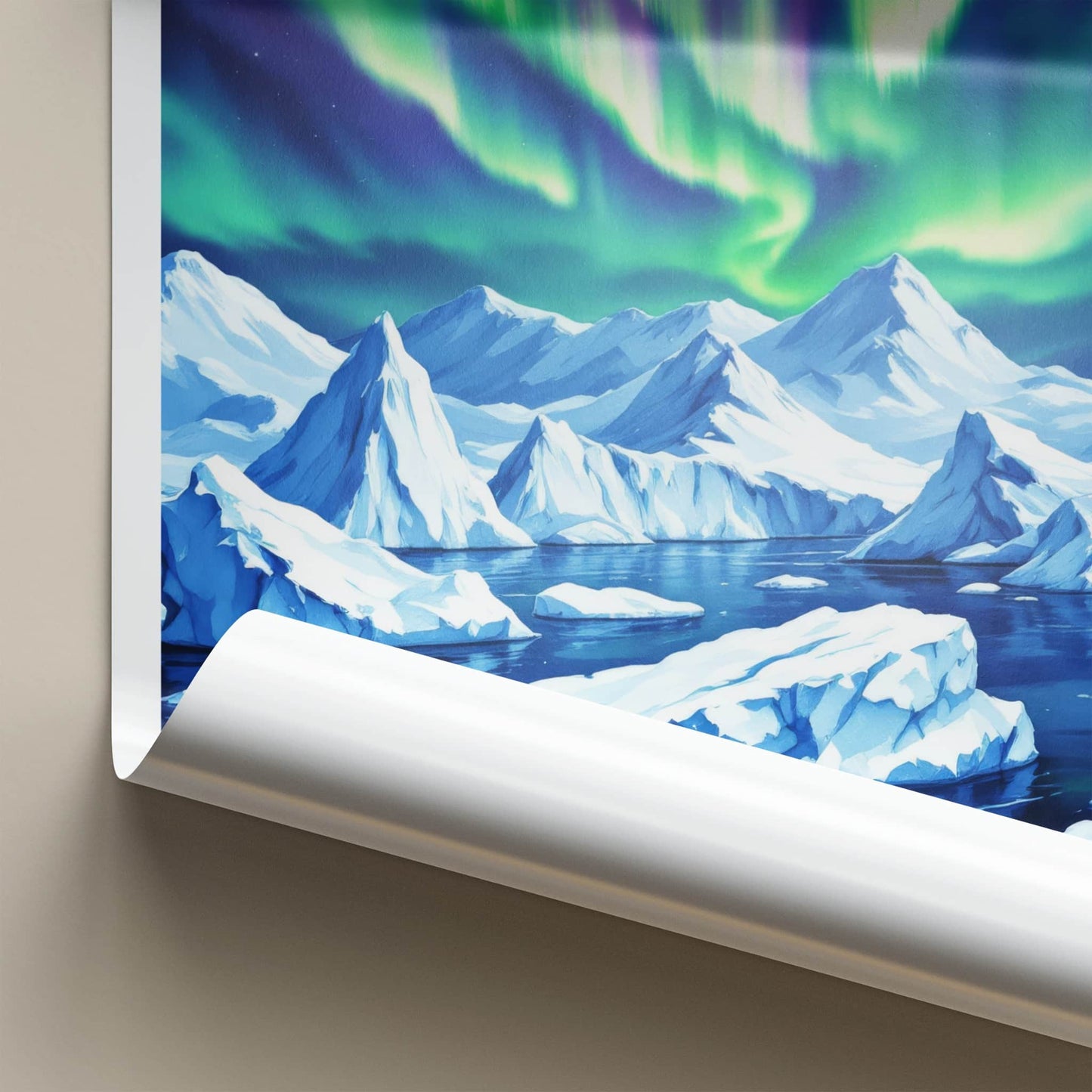 Greenland Poster - Denmark Travel Art - Vibrant Aurora Ice Wall Decor