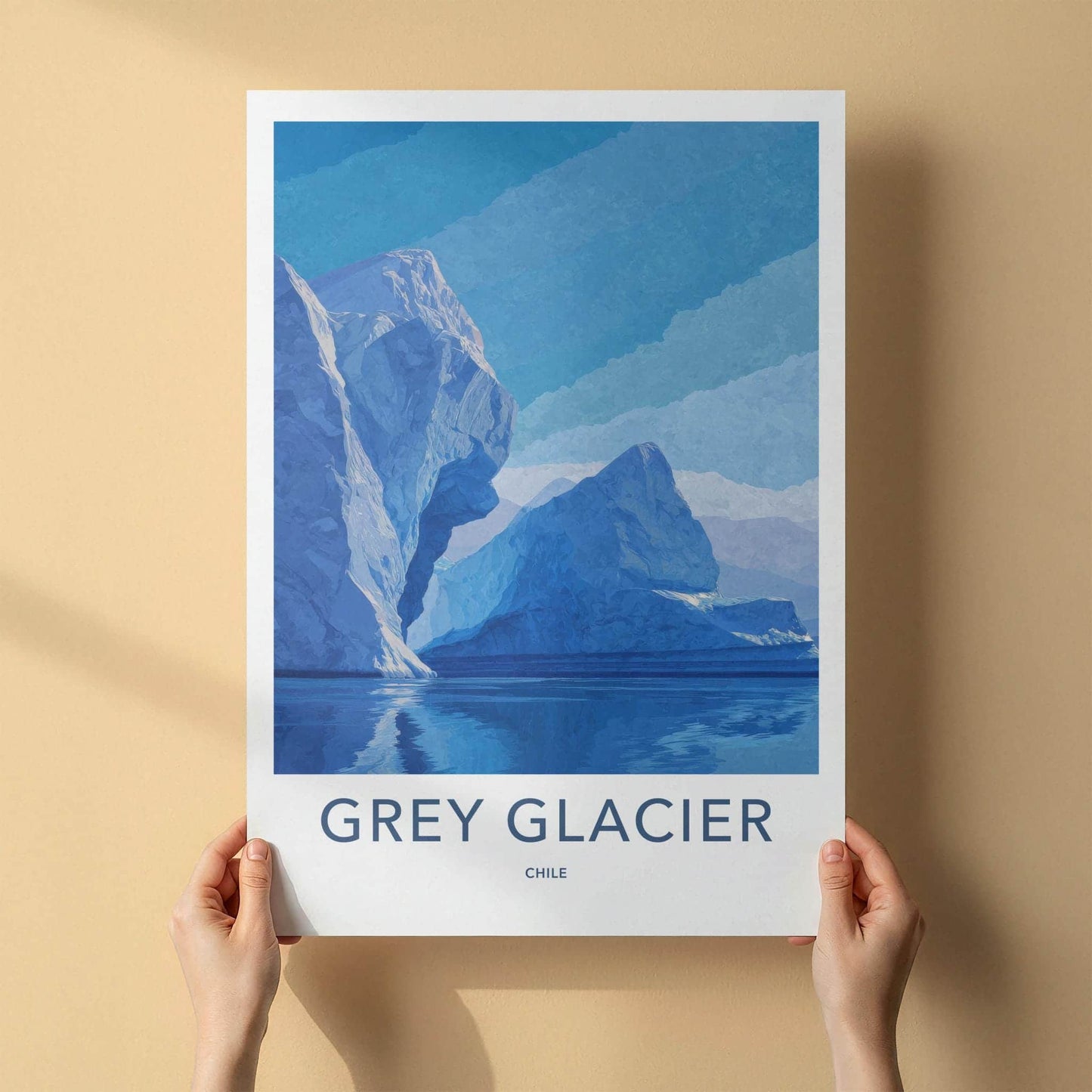 Grey Glacier Poster - Chile Scenic Art - Towering Ice Formations Wall Decor