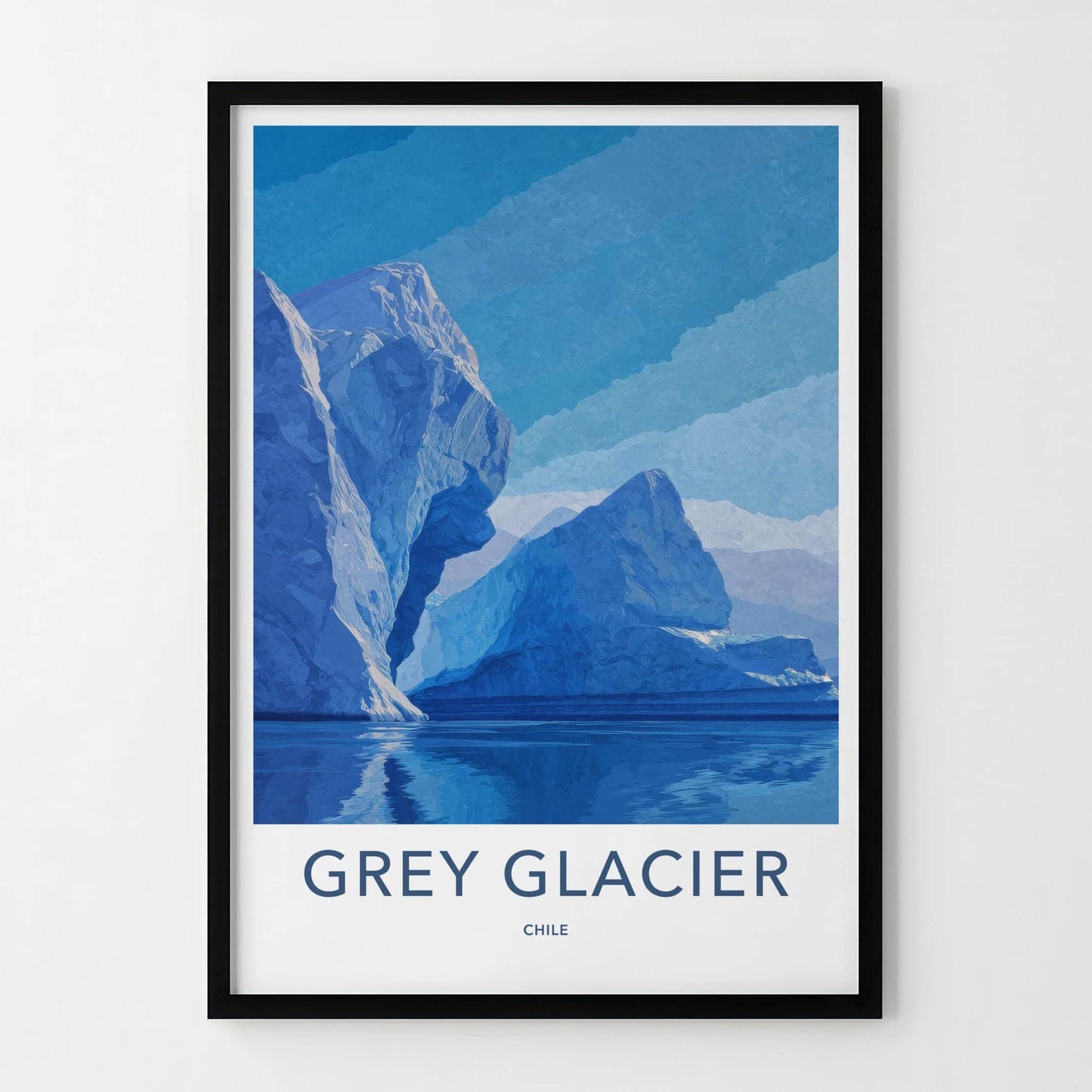 Grey Glacier Poster - Chile Scenic Art - Towering Ice Formations Wall Decor
