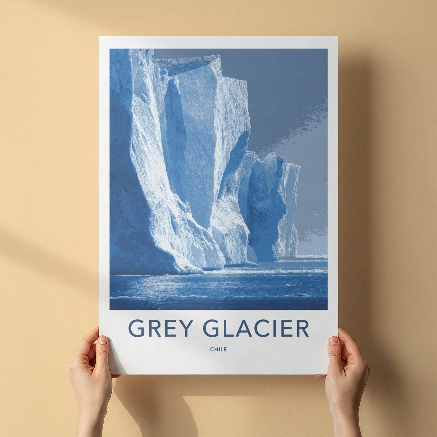 Grey Glacier Poster - Chile Travel Art - Towering Ice Formations Wall Decor
