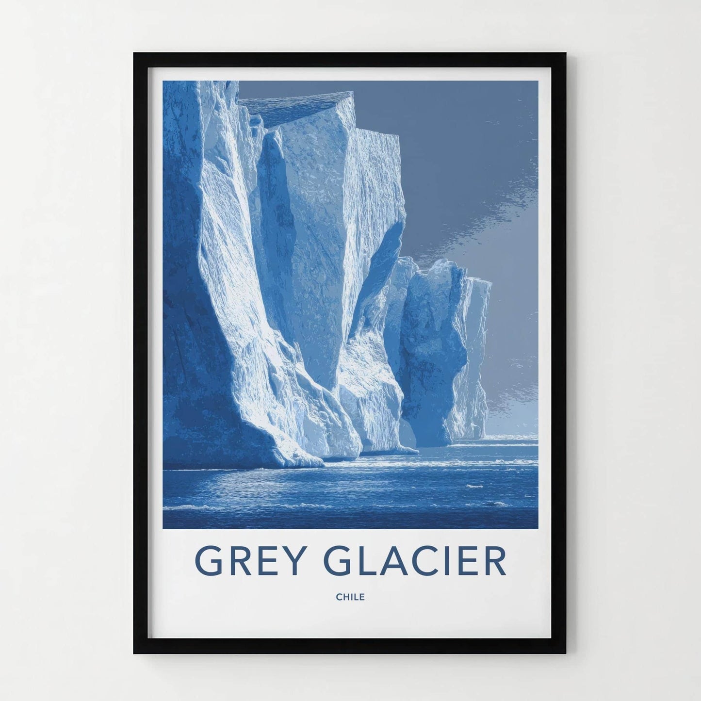 Grey Glacier Poster - Chile Travel Art - Towering Ice Formations Wall Decor