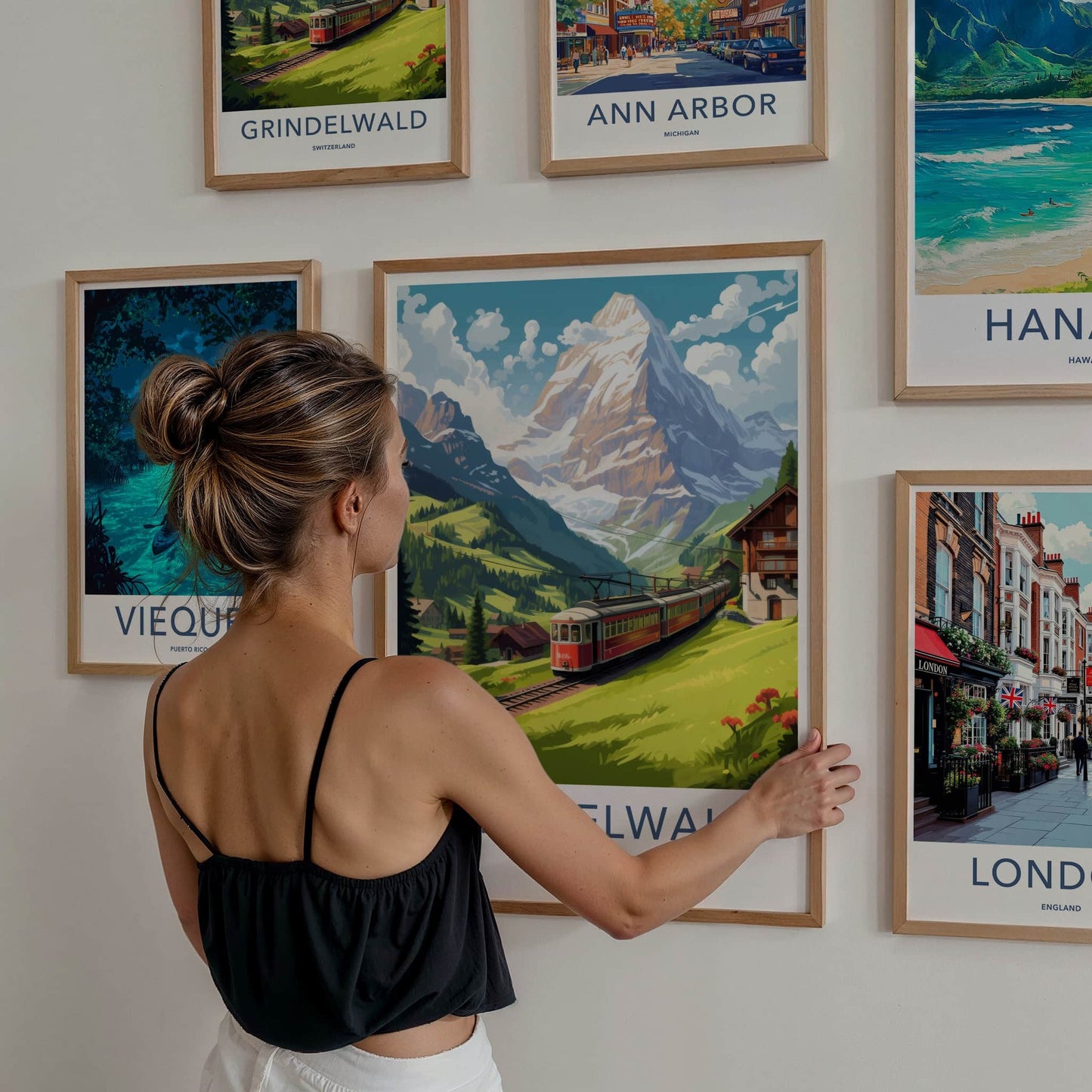 Grindelwald Poster - Switzerland Travel Art - Alpine Valley Train Home Decor