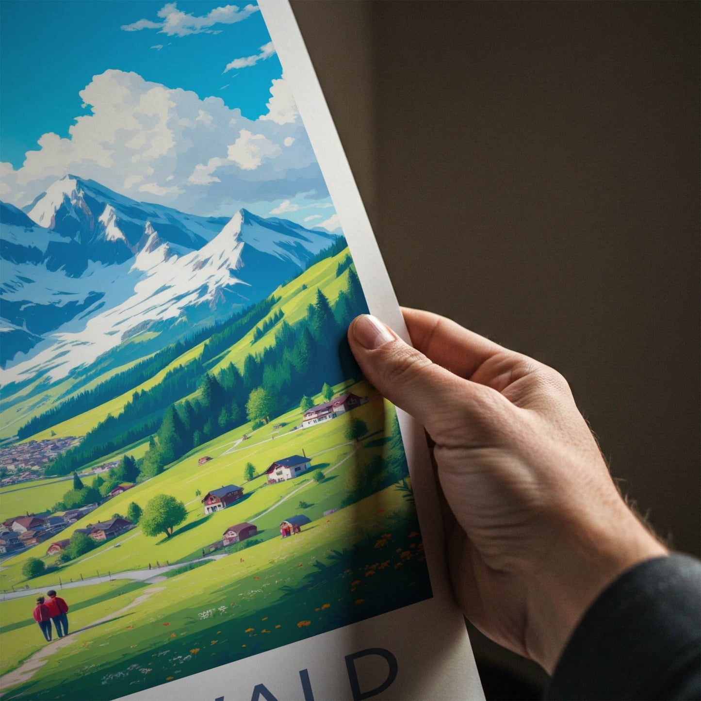 Grindelwald Poster - Switzerland Travel Art - Alpine Village View Home Decor