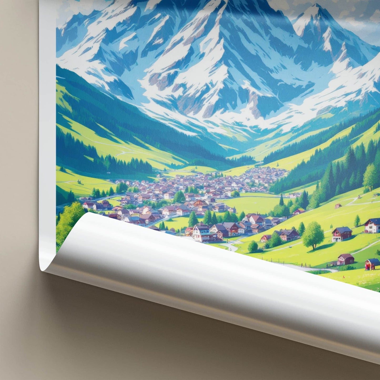 Grindelwald Poster - Switzerland Travel Art - Alpine Village View Home Decor