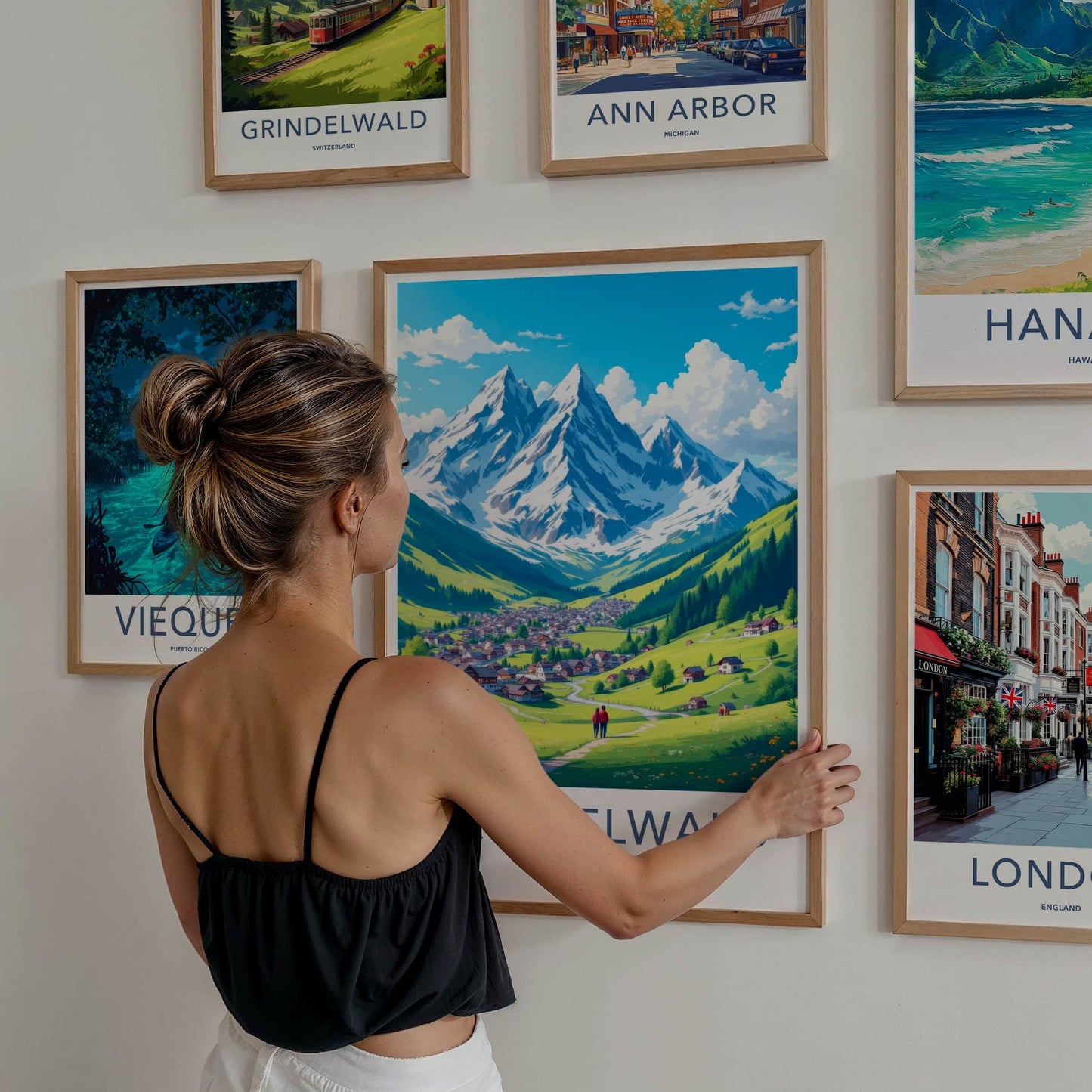 Grindelwald Poster - Switzerland Travel Art - Alpine Village View Home Decor