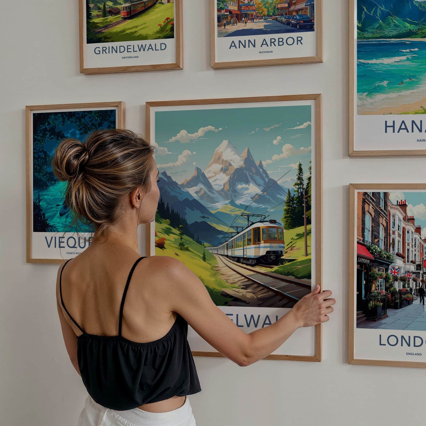 Grindelwald Poster - Switzerland Travel Art - Scenic Mountain Railway Home Decor