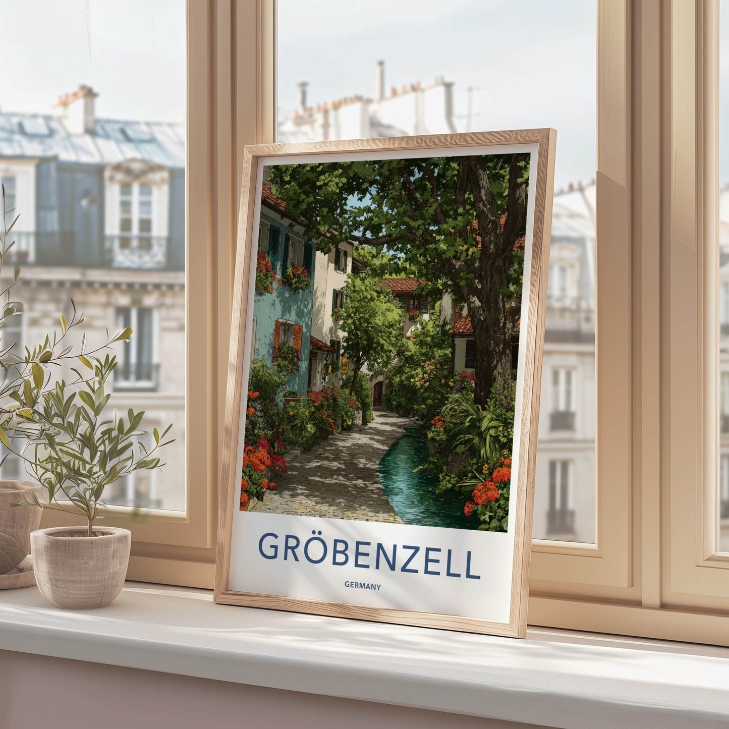 Grobenzell Poster - Germany Travel Art - Verdant Alley Water Home Decor