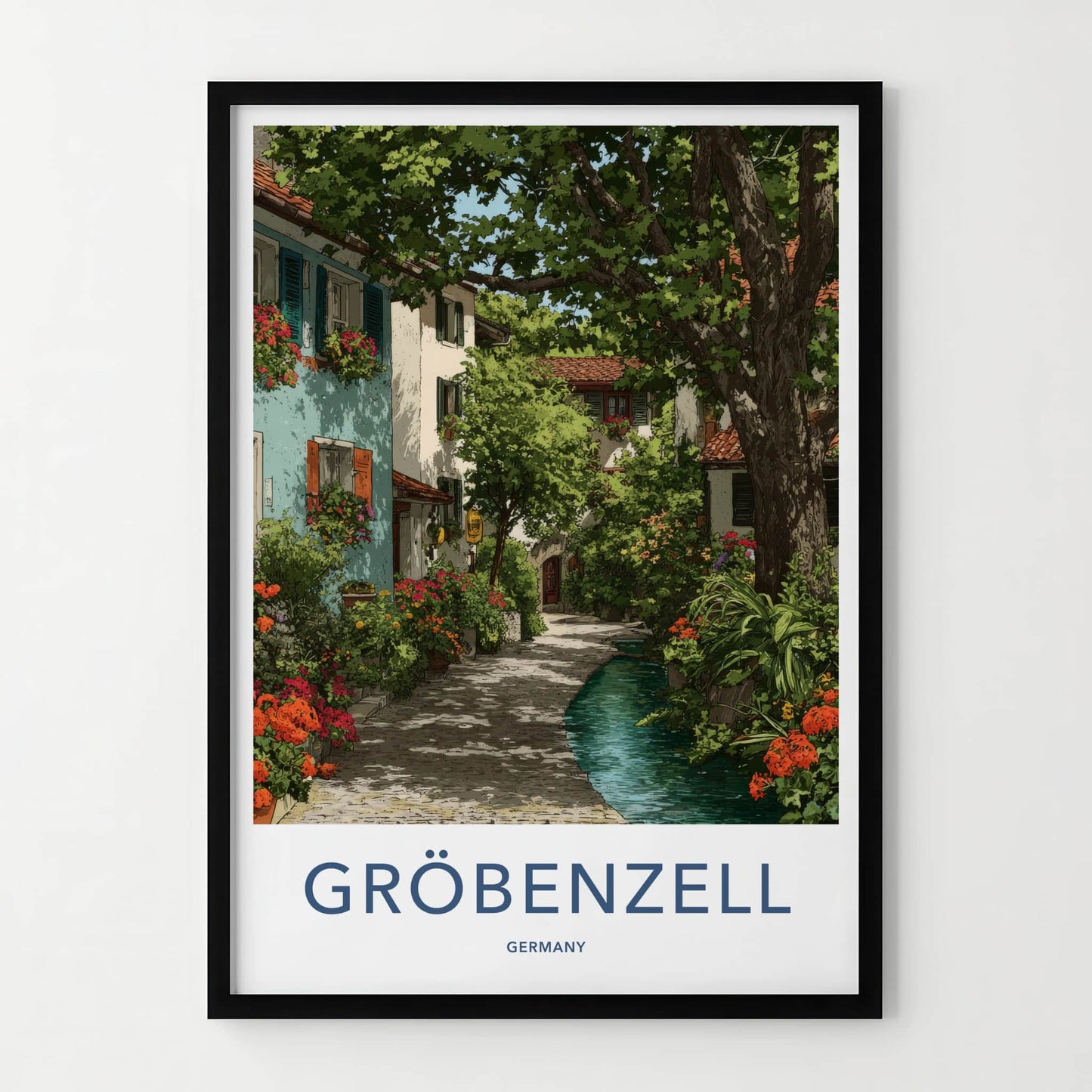 Grobenzell Poster - Germany Travel Art - Verdant Alley Water Home Decor