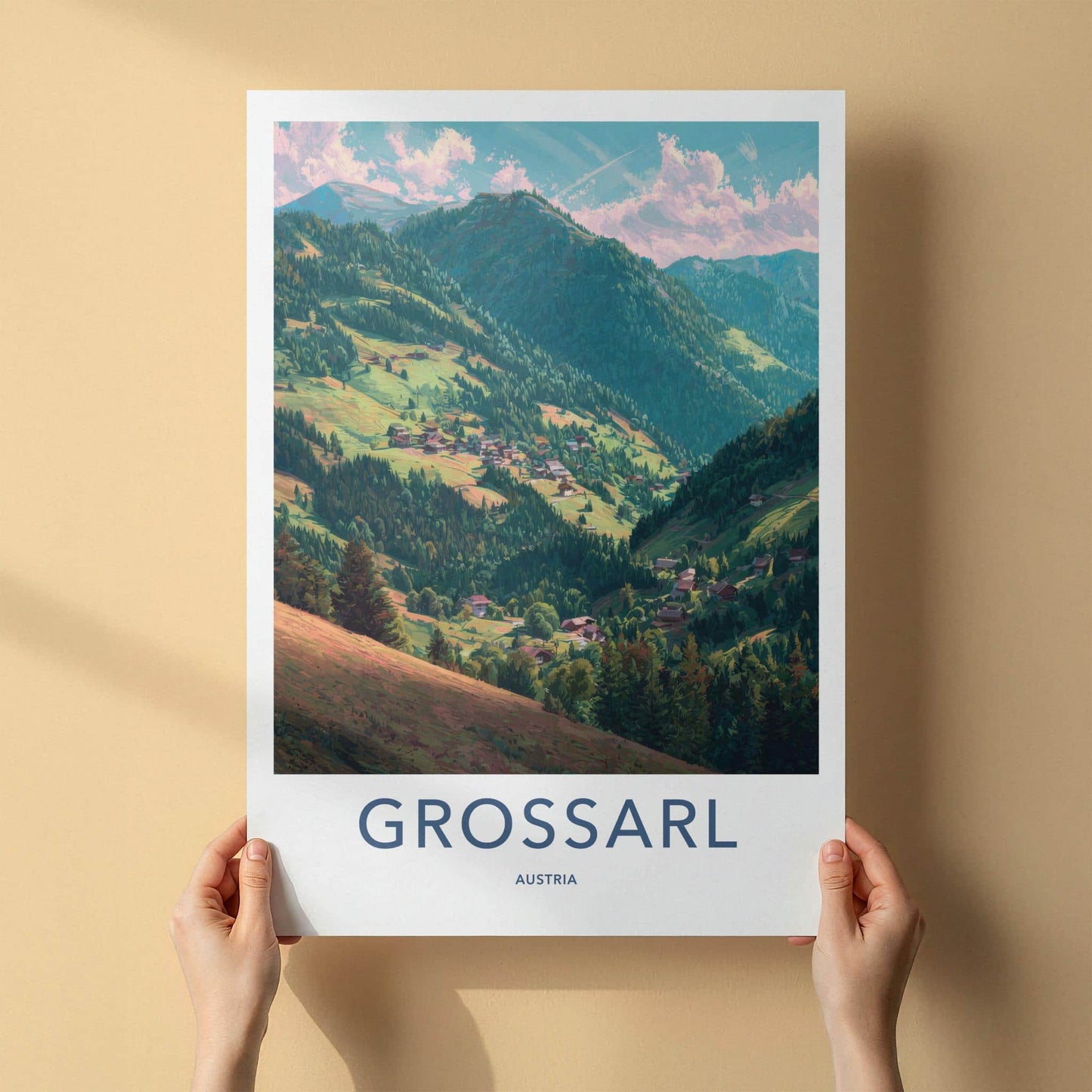 Grossarl Poster - Austria Travel Art - Lush mountain village Wall Decor