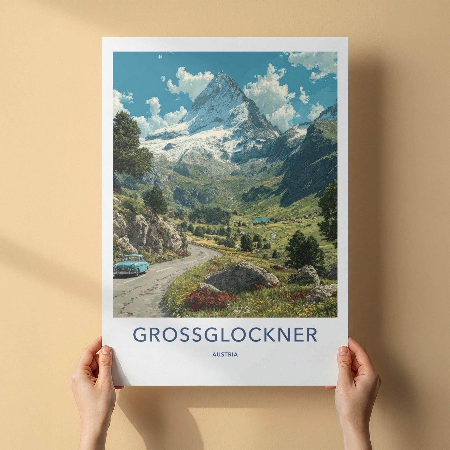 Grossglockner Poster - Austria Scenic Art - Snowy Mountain Valley Wall Decor