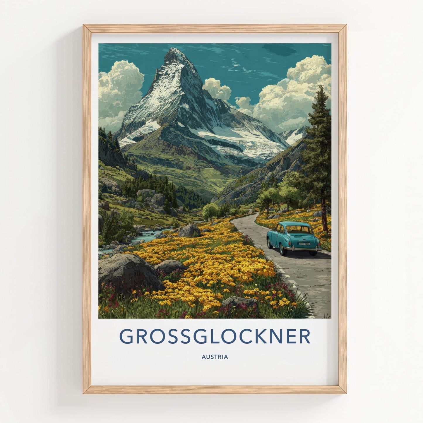 Grossglockner Poster - Austria Travel Art - Alpine Flower Drive Home Decor