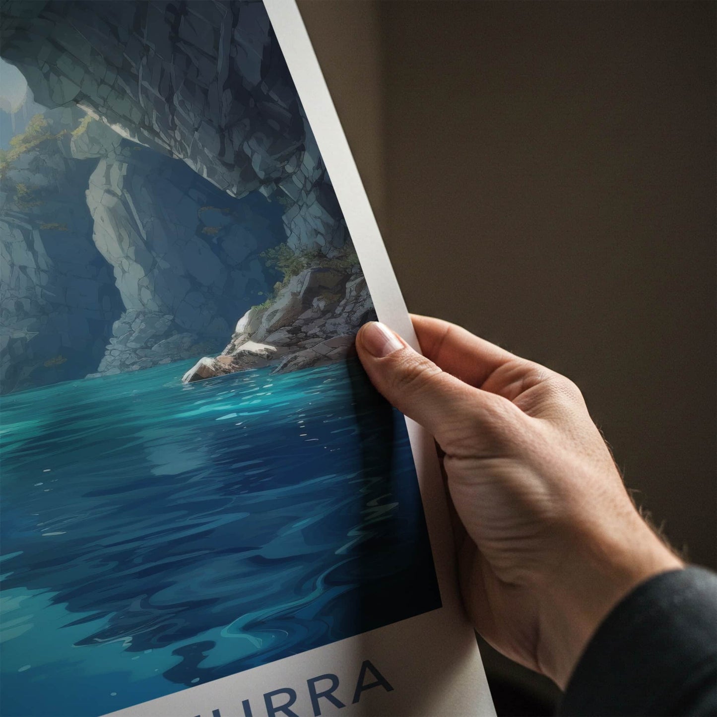 Grotta Azzurra Poster - Italy Travel Art - Sunlit Cave Waters Home Decor