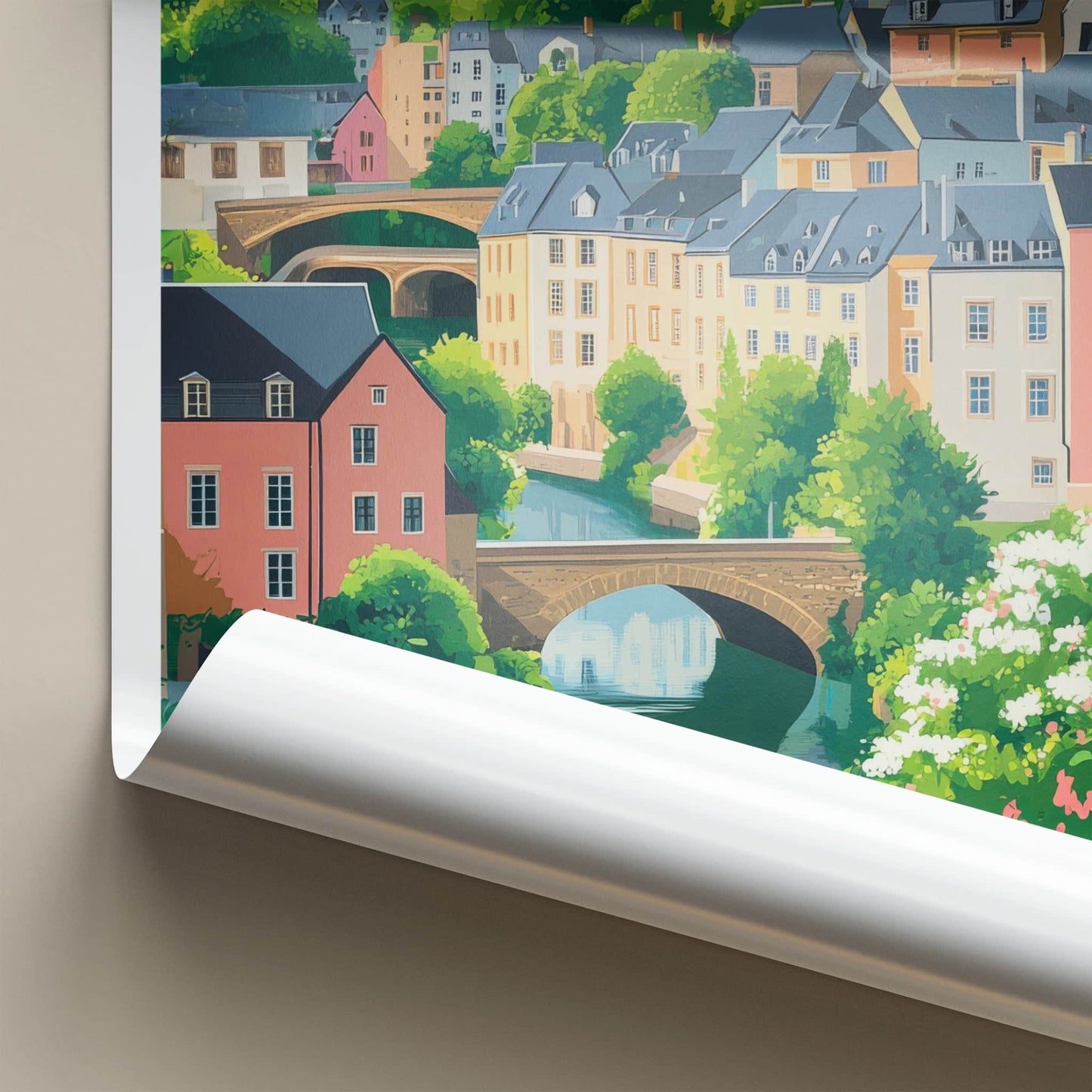 Grund Poster - Luxembourg Travel Art - Historic Castle Town Home Decor