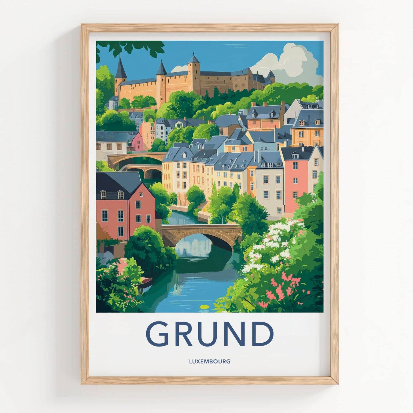 Grund Poster - Luxembourg Travel Art - Historic Castle Town Home Decor