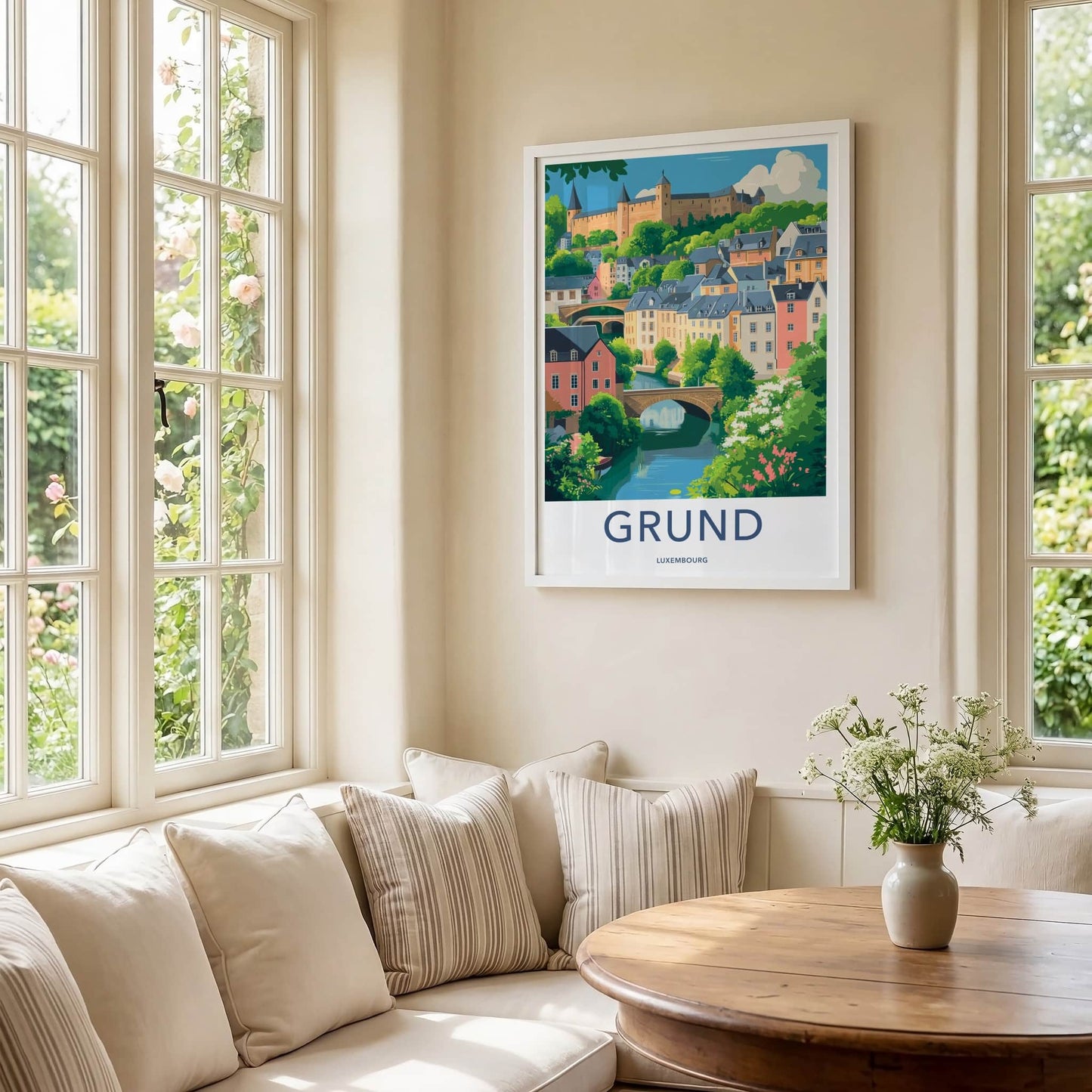 Grund Poster - Luxembourg Travel Art - Historic Castle Town Home Decor
