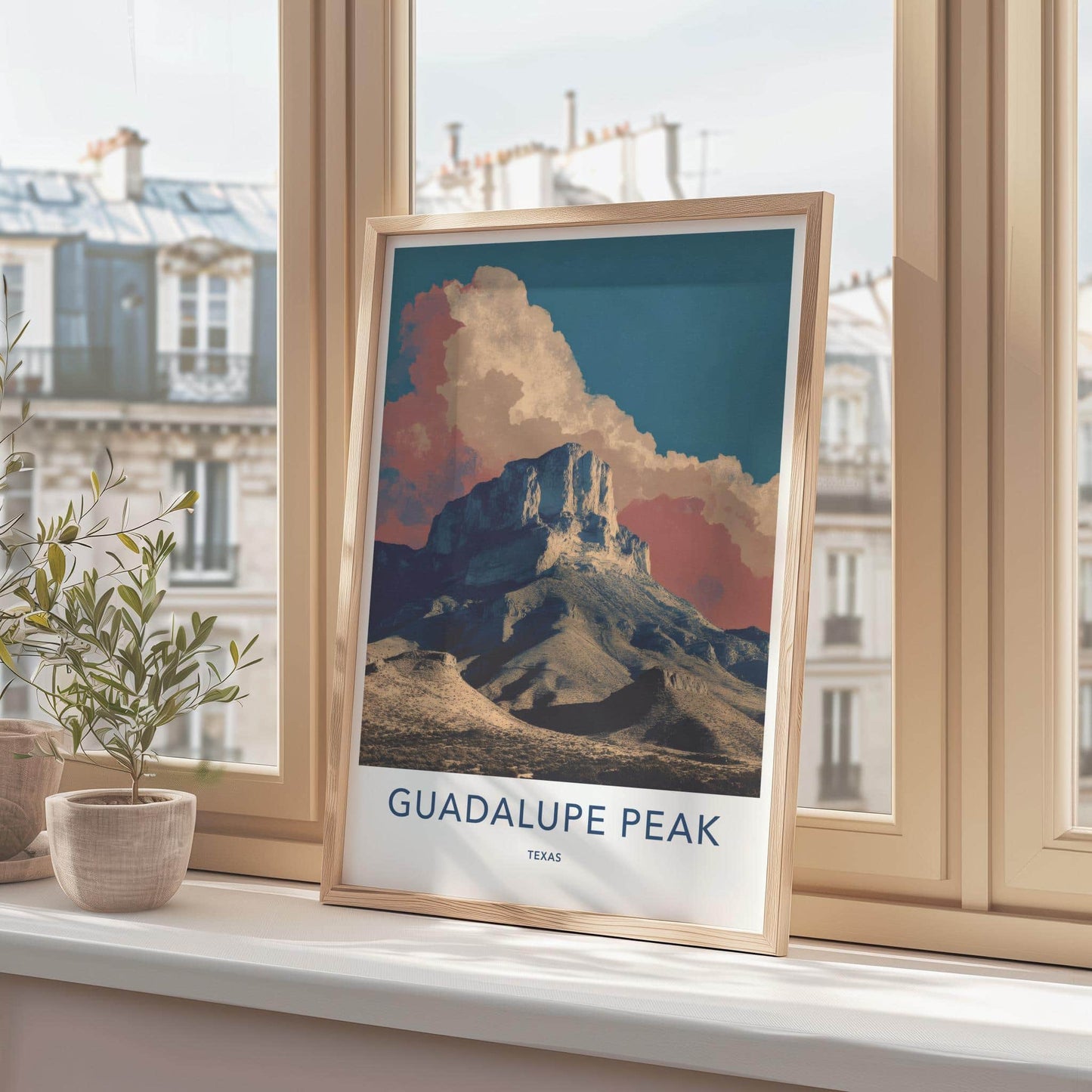 Guadalupe Peak Poster - Texas Travel Art - Rocky Peak Vista Home Decor