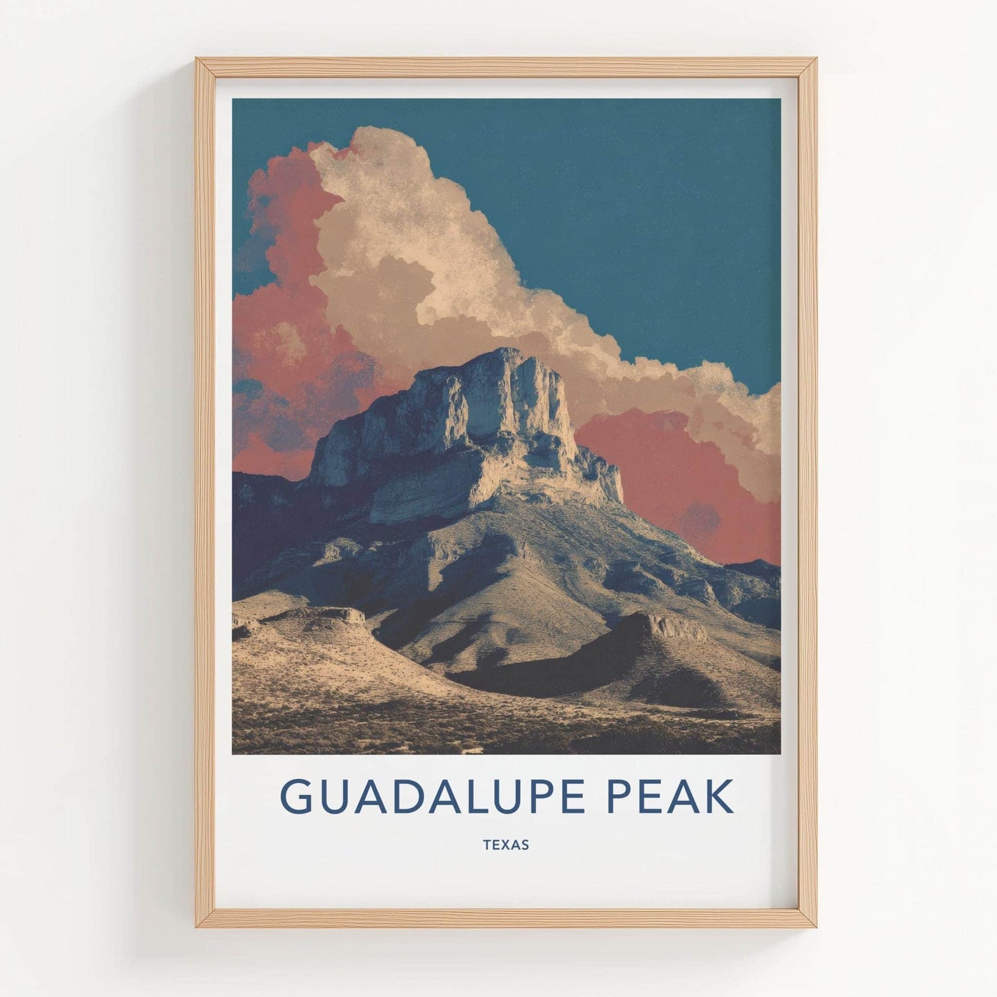 Guadalupe Peak Poster - Texas Travel Art - Rocky Peak Vista Home Decor
