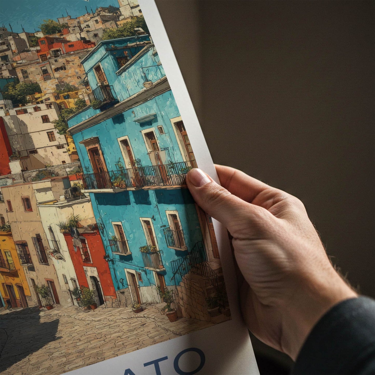 Guanajuato Poster - Mexico Travel Art - Colorful Hillside Architecture Wall Decor
