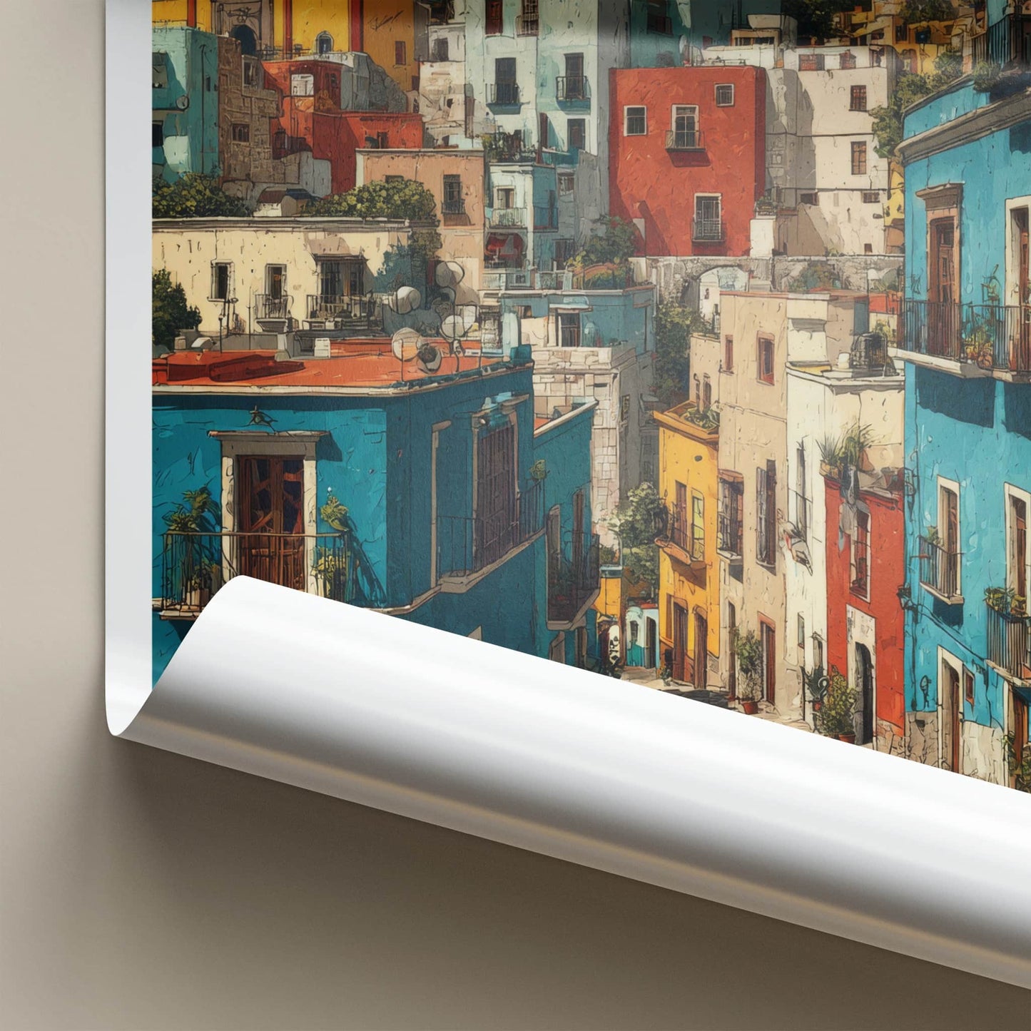 Guanajuato Poster - Mexico Travel Art - Colorful Hillside Architecture Wall Decor