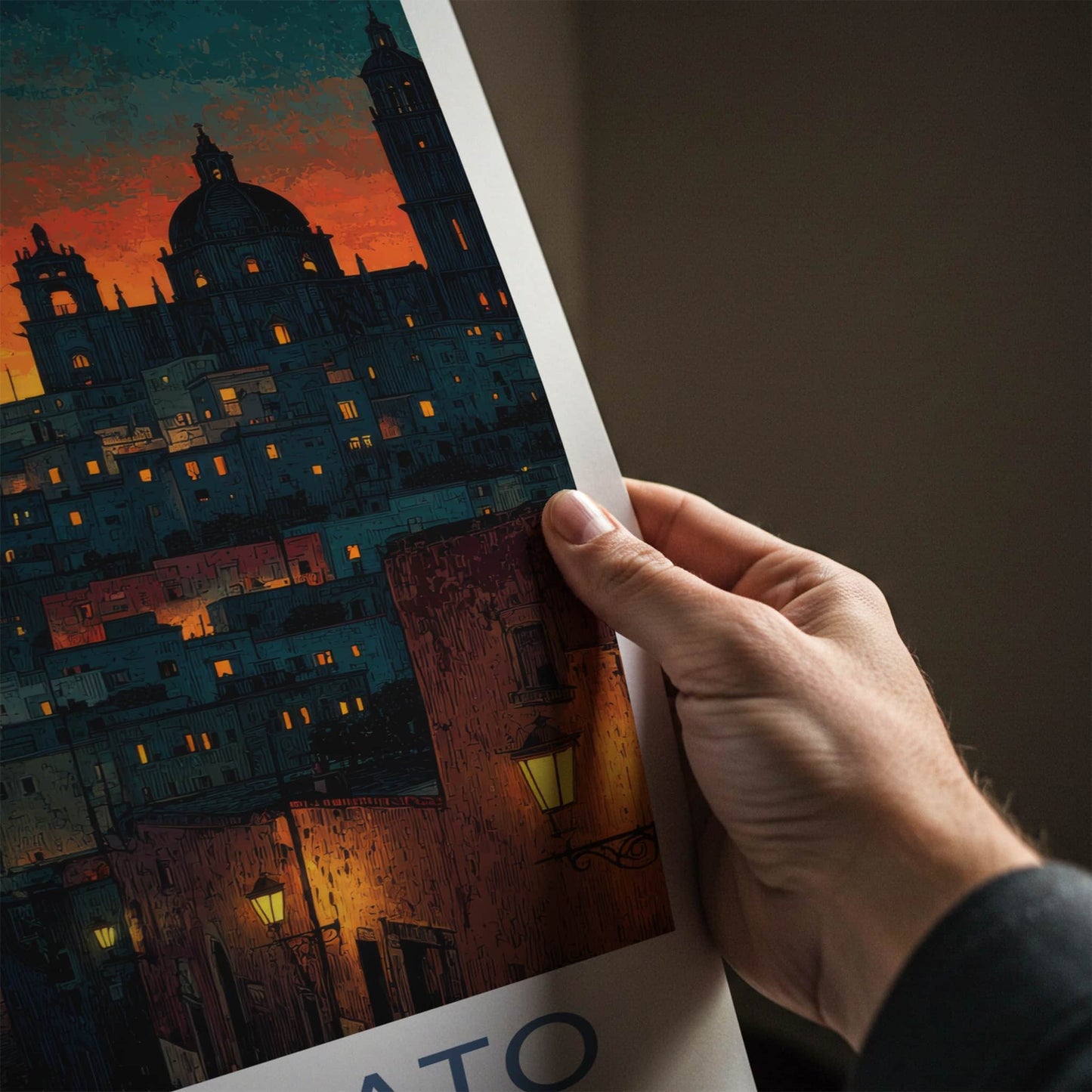 Guanajuato Poster - Mexico Travel Art - Hillside City Sunset Home Decor