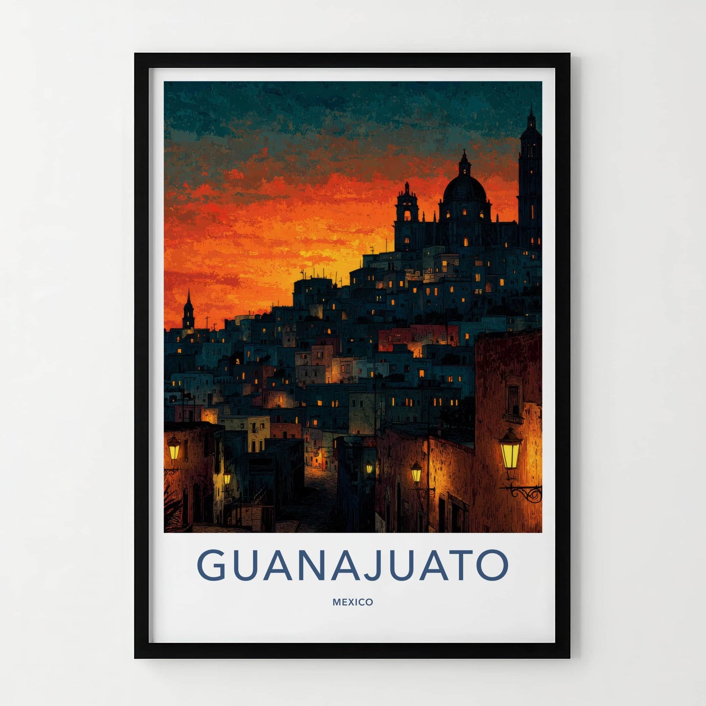 Guanajuato Poster - Mexico Travel Art - Hillside City Sunset Home Decor