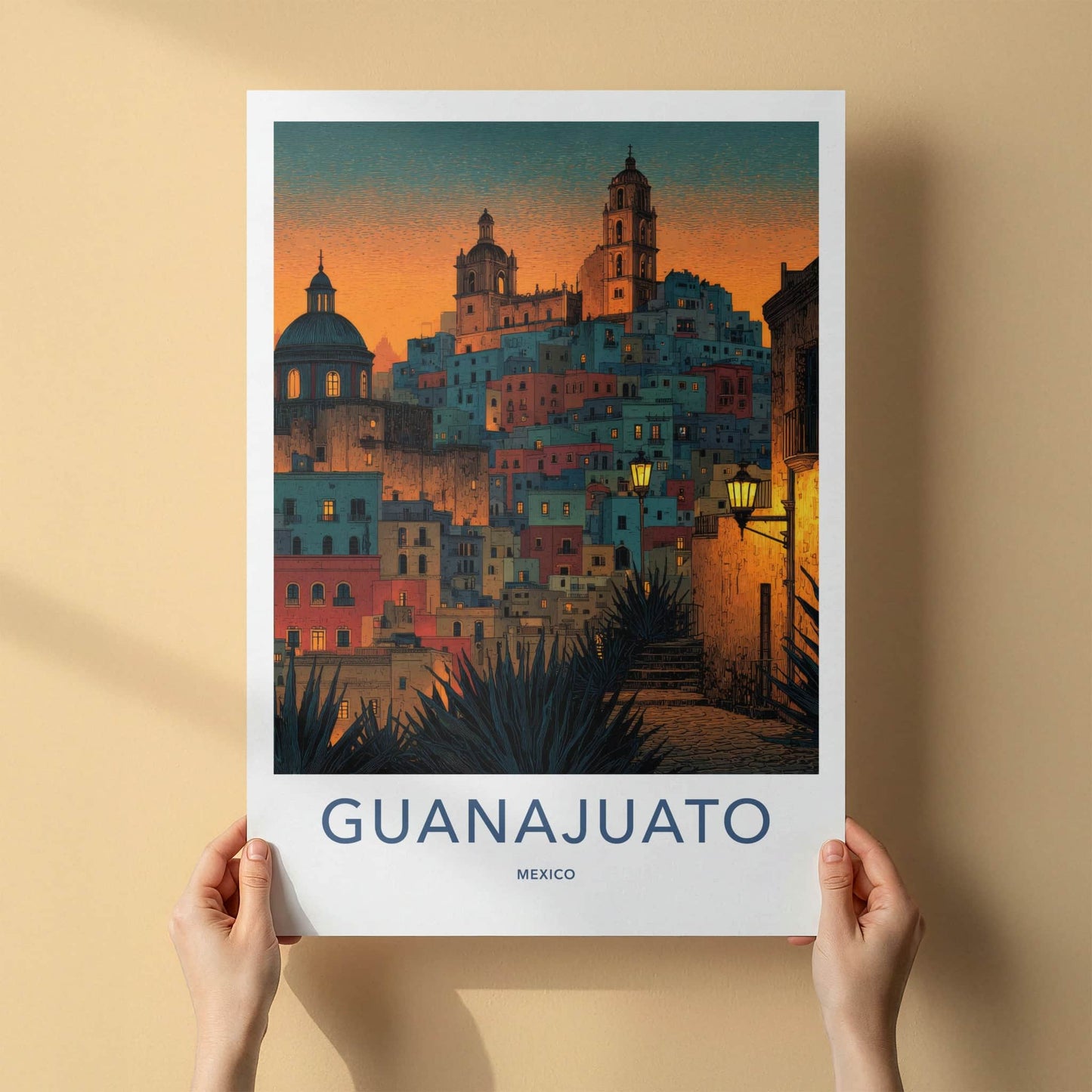 Guanajuato Poster - Mexico Travel Art - Vibrant Hillside City Wall Decor