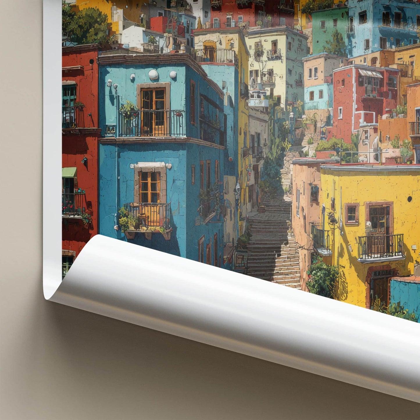 Guanajuato Poster - Mexico Travel Art - Vibrant Hillside Village Home Decor