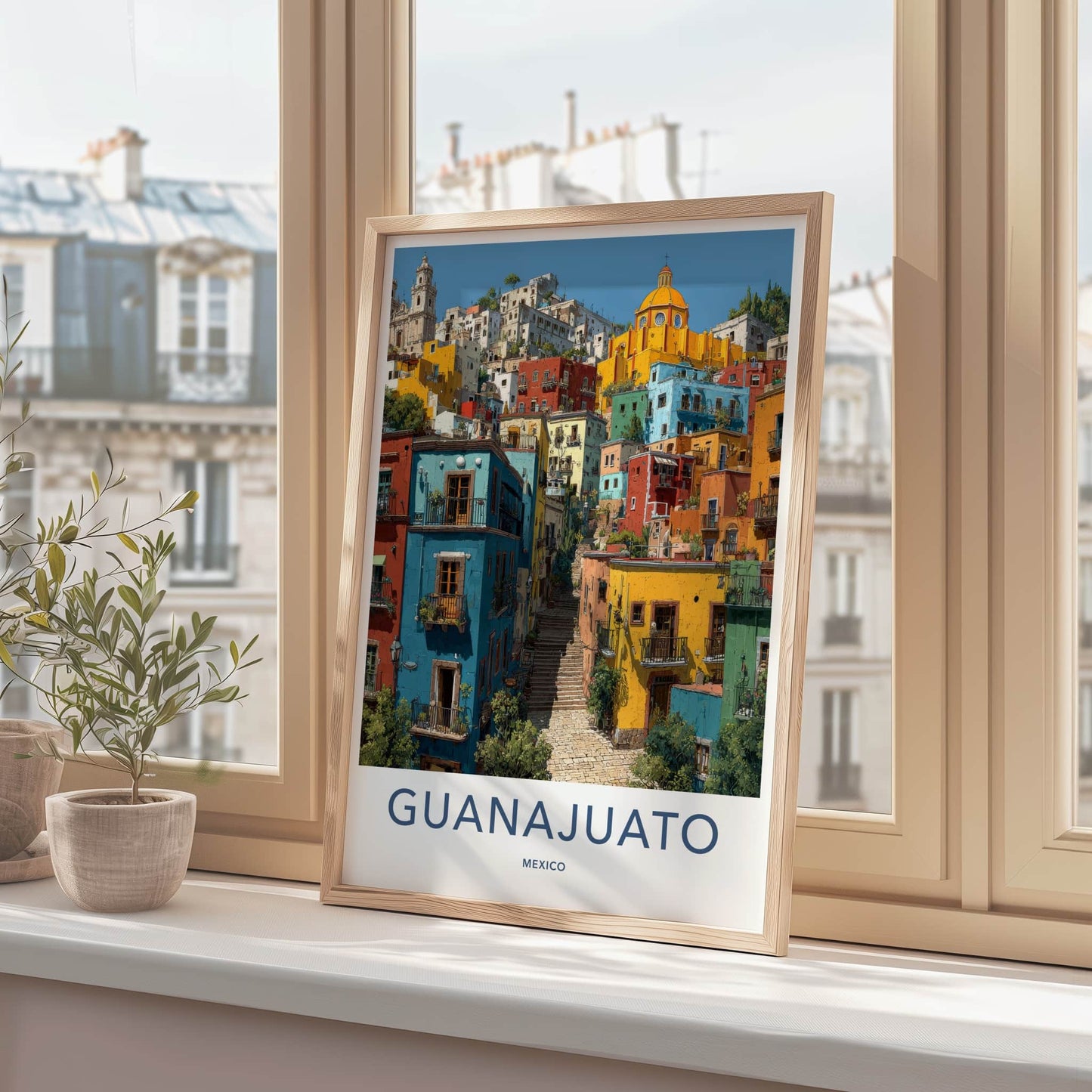 Guanajuato Poster - Mexico Travel Art - Vibrant Hillside Village Home Decor