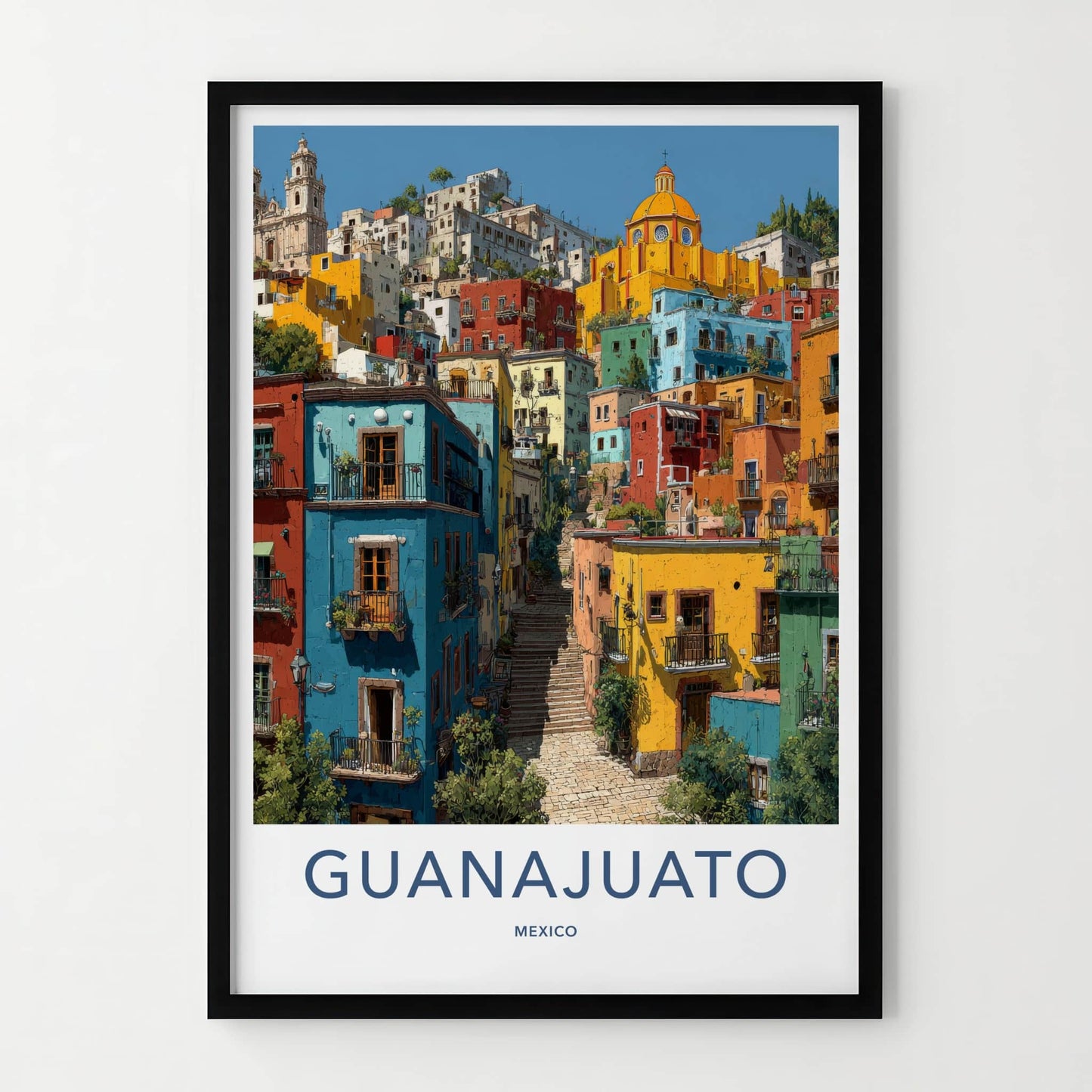 Guanajuato Poster - Mexico Travel Art - Vibrant Hillside Village Home Decor