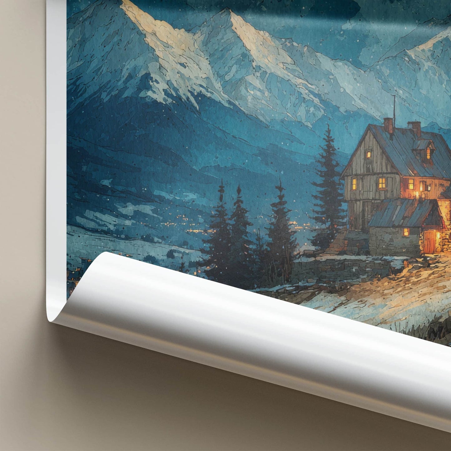 Gubalowka Poster Poland Moonlit Mountain Cabins Home Decor