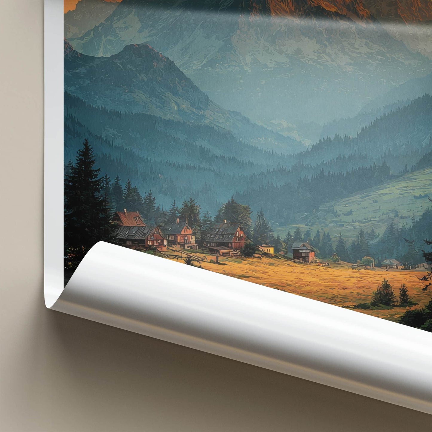 Gubalowka Poster - Poland Travel Art - Alpine Cabin Sunset Home Decor