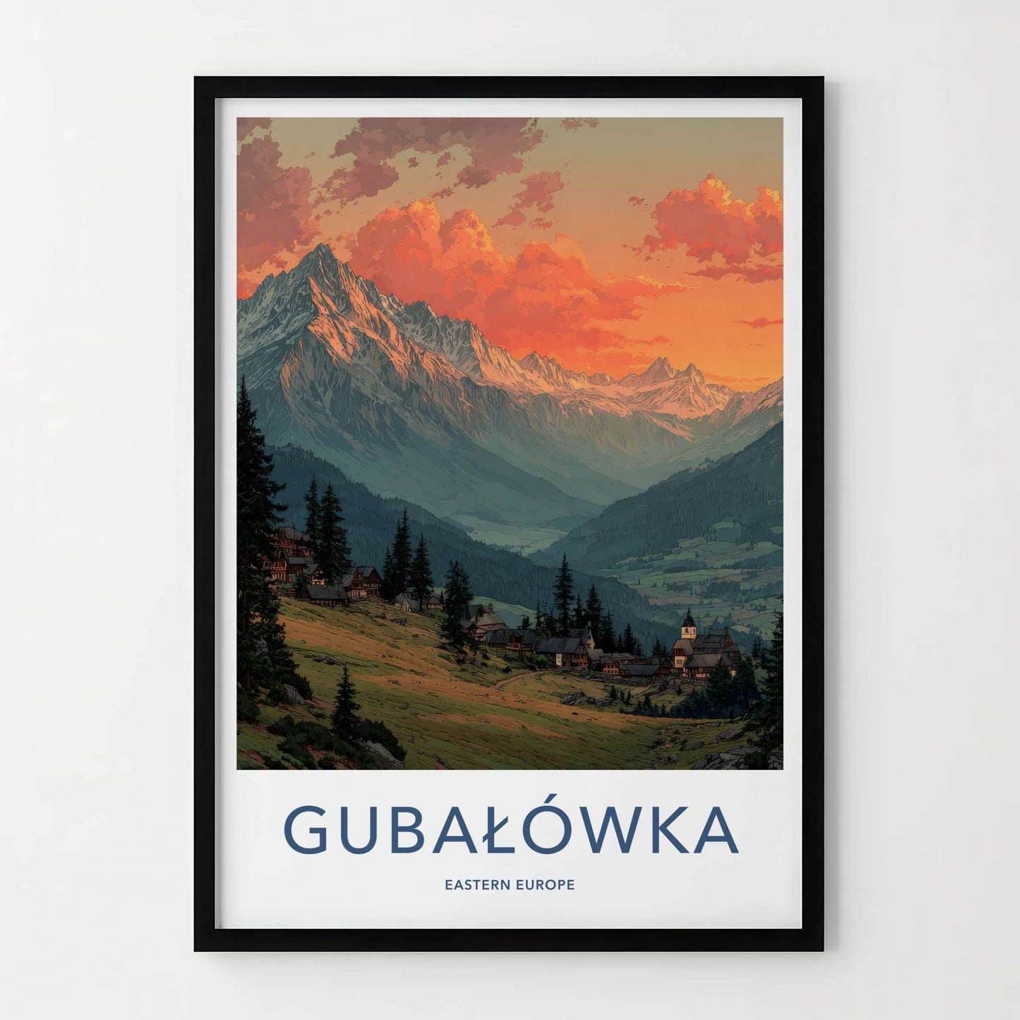 Gubalowka Poster - Poland Travel Art - Mountain Village Sunset Home Decor