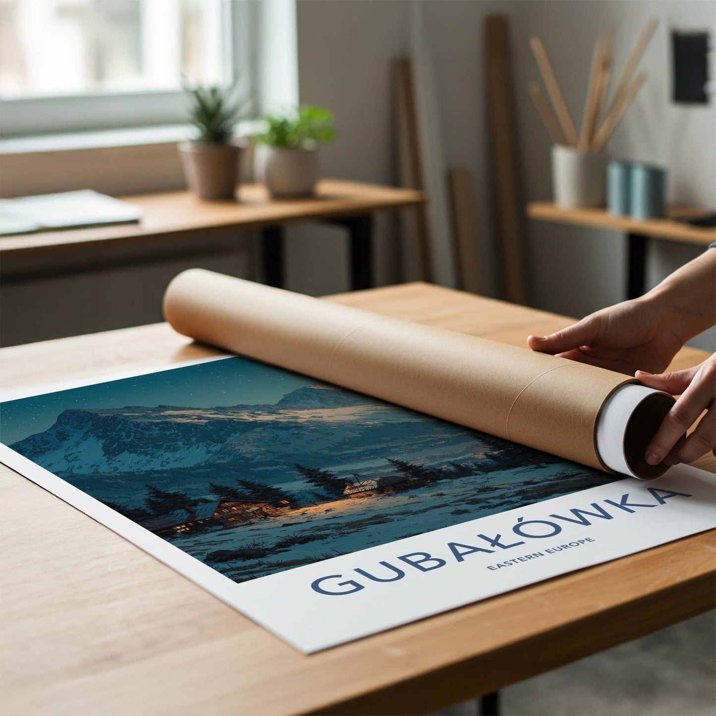 Gubalowka Poster - Poland Travel Art - Snowy Mountain Night Home Decor