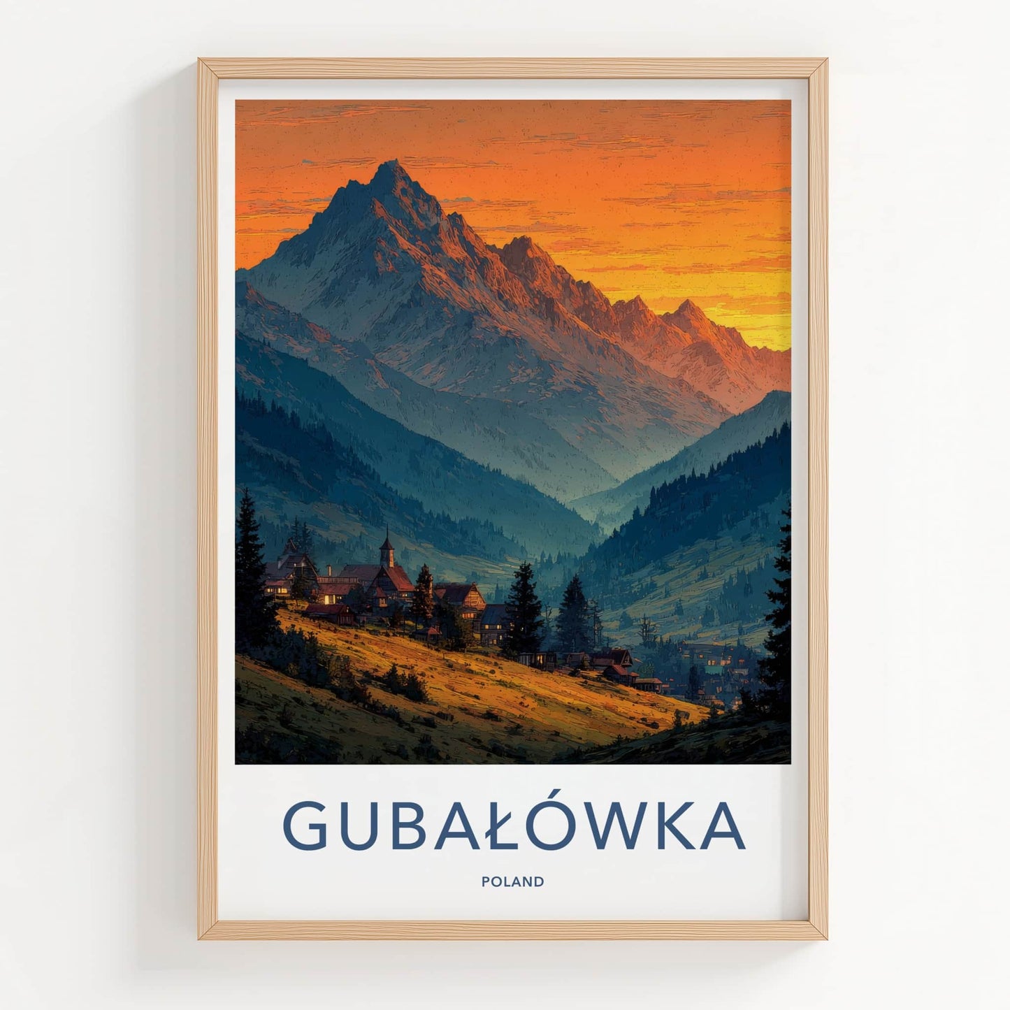 Gubalowka Poster - Poland Travel Art - Sunset Mountain Village Home Decor