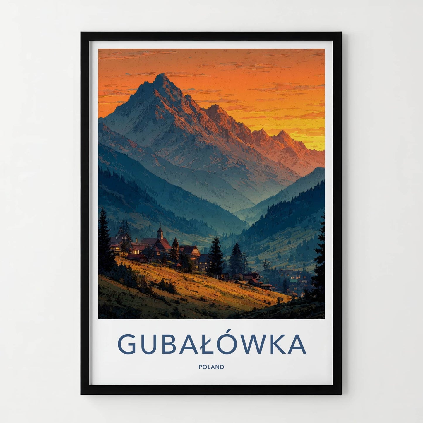 Gubalowka Poster - Poland Travel Art - Sunset Mountain Village Home Decor
