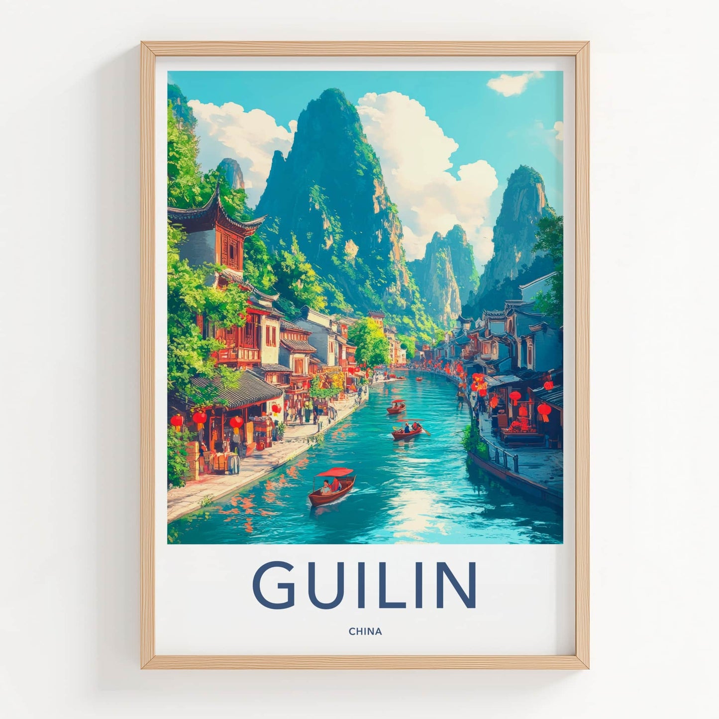 Guilin Poster - China Travel Art - Scenic River Landscape Home Decor