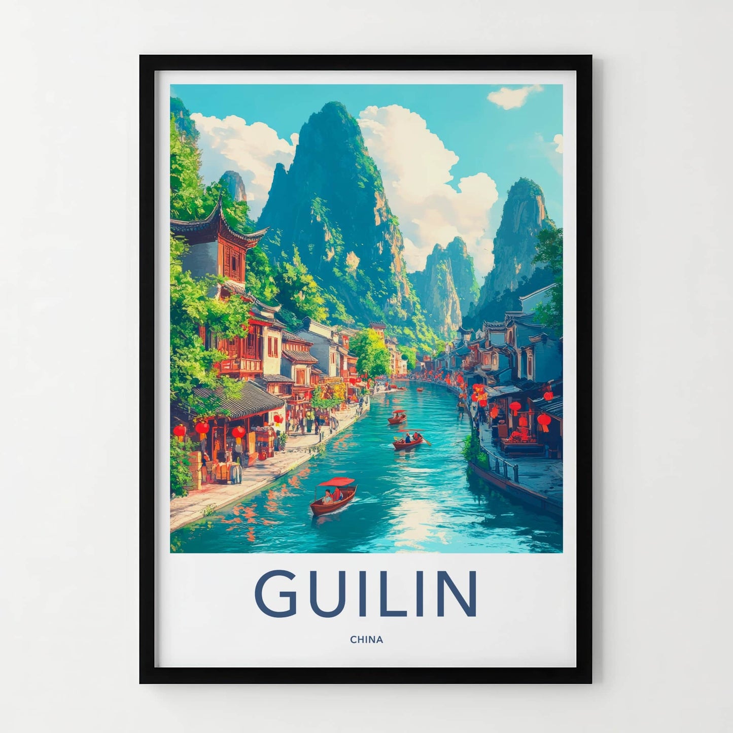 Guilin Poster - China Travel Art - Scenic River Landscape Home Decor