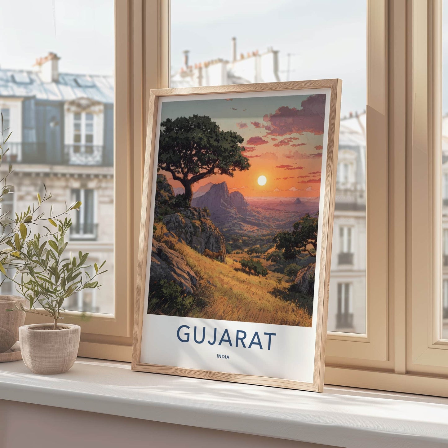 Gujarat Poster - India Golden Sunset Hills Wall Decor