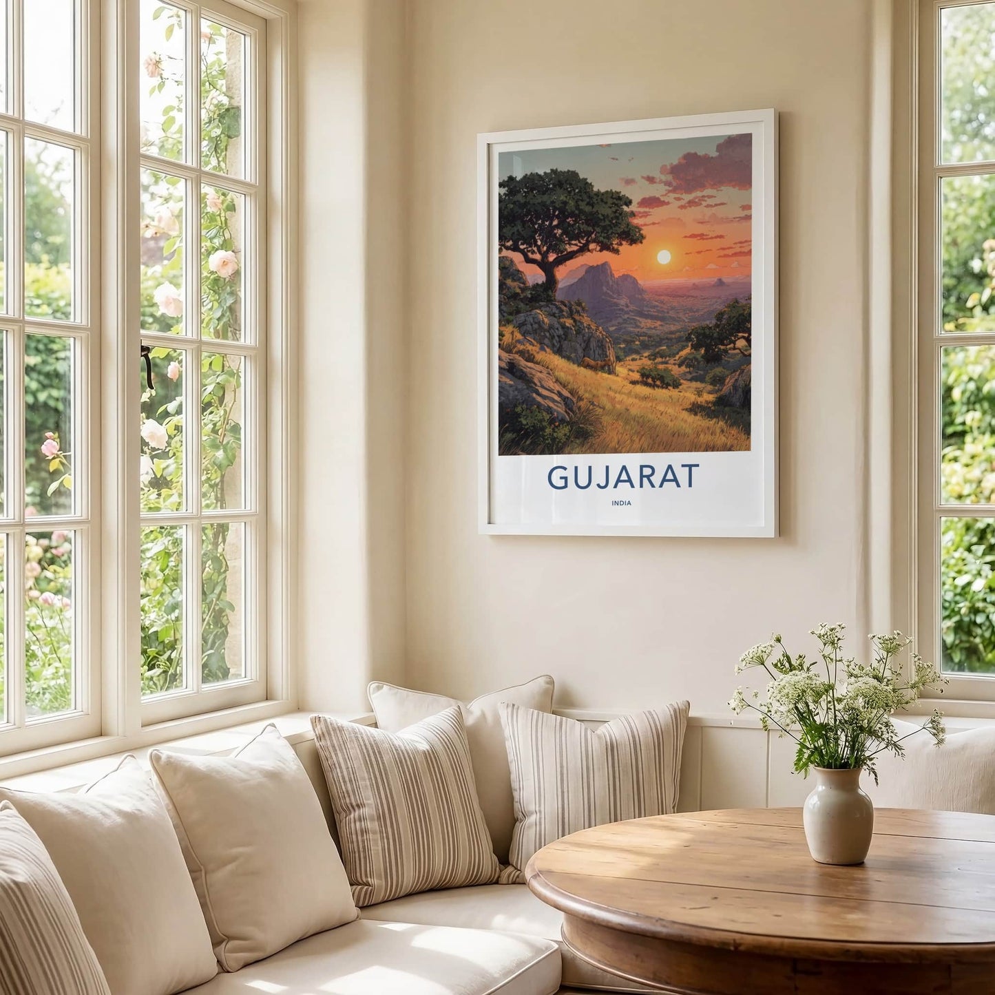 Gujarat Poster - India Golden Sunset Hills Wall Decor
