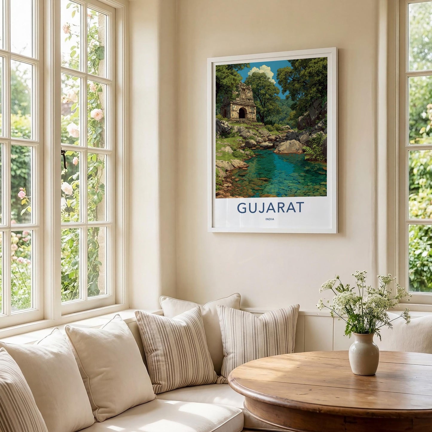 Gujarat Poster - India Travel Art - Gujarat Ancient Stone Ruins Home Decor