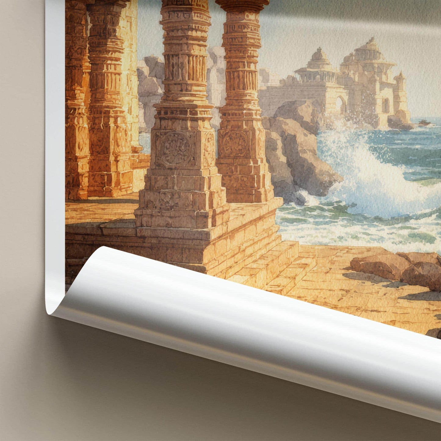 Gujarat Poster - India Travel Art - Gujarat Coastal Temple Ruins Wall Decor