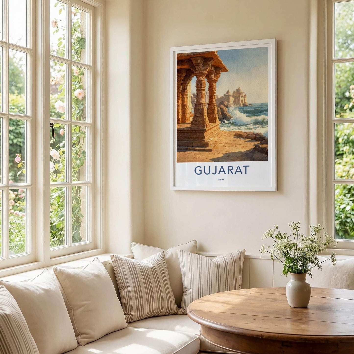 Gujarat Poster - India Travel Art - Gujarat Coastal Temple Ruins Wall Decor